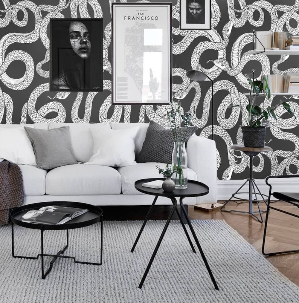 Carta da Parati Serpenti in vera carta, 200x280cm, 8 fogli - Modello Contemporaneo - Carta