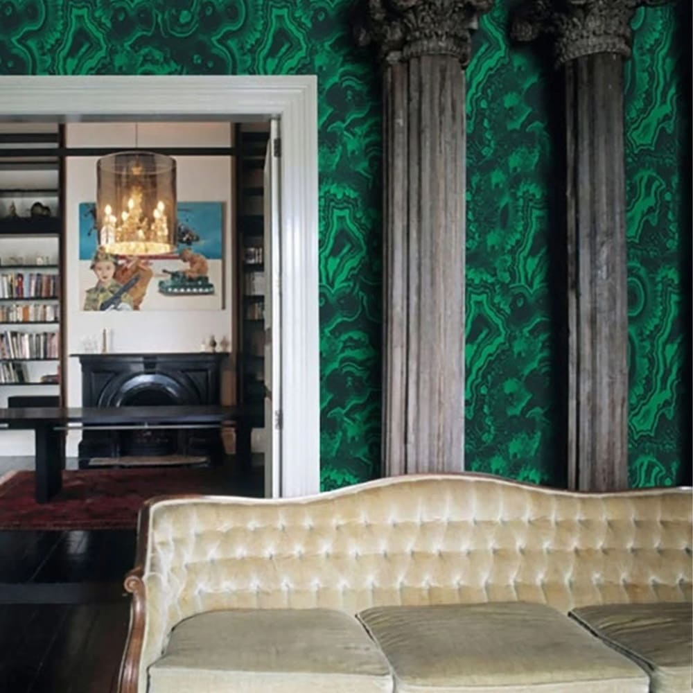 Papier Peint Malachite, papier véritable, 200x280cm, 8 feuilles — vue 3