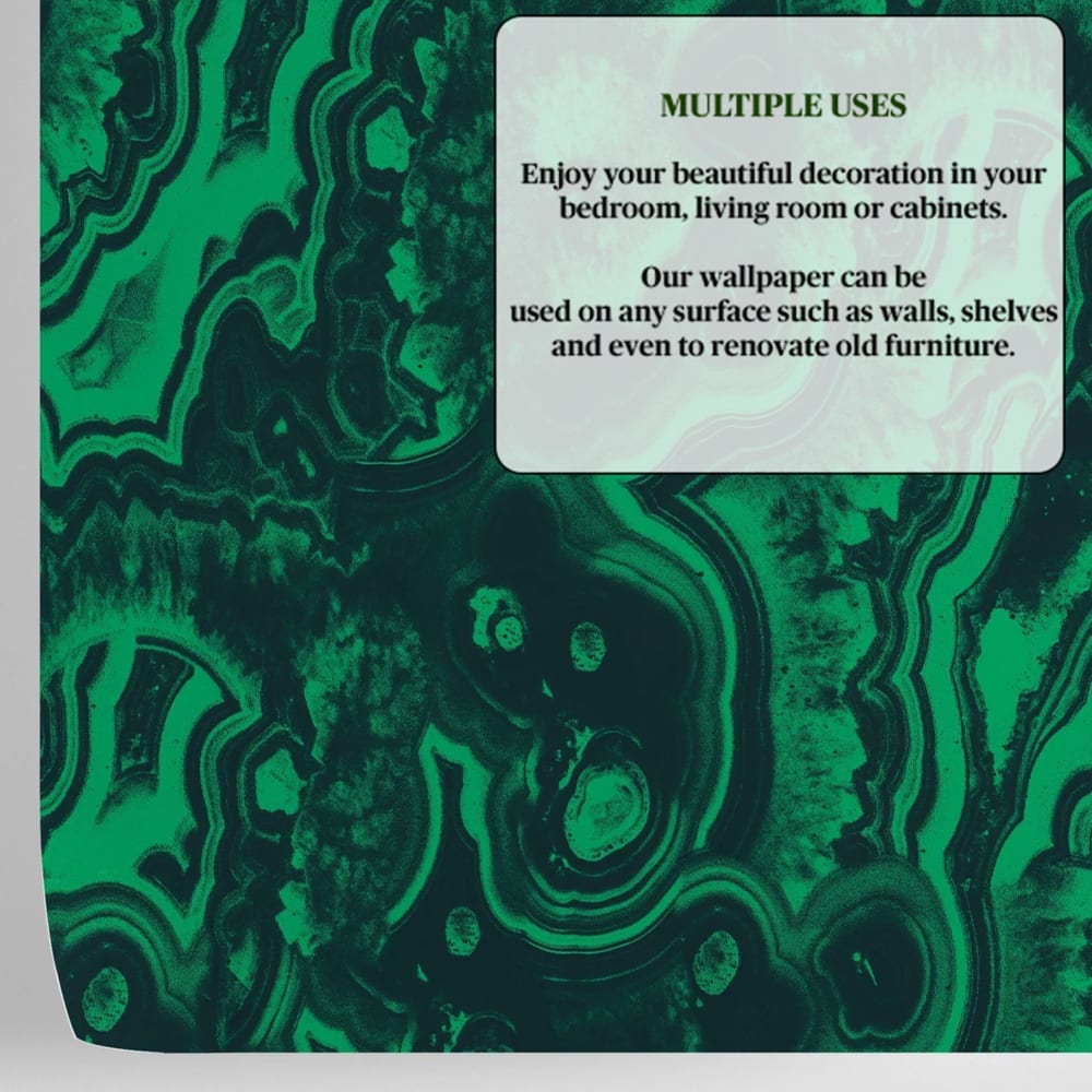 Papier Peint Malachite, papier véritable, 200x280cm, 8 feuilles — vue 4