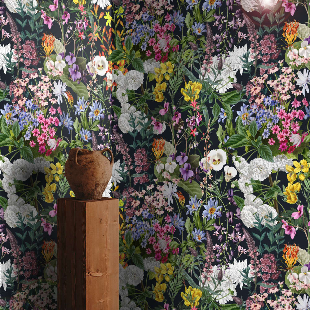 Papel Pintado Flores, papel auténtico, 200x280cm, 8 hojas