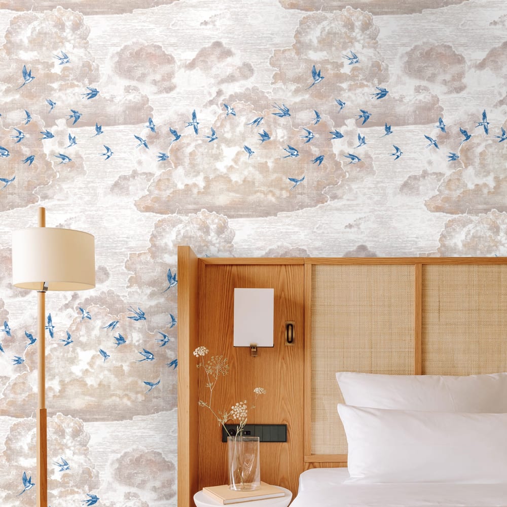 Papier Peint Hirondelles, - feuilles
