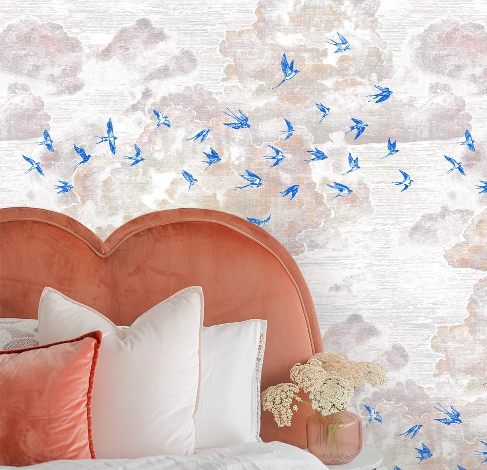 Papier Peint Hirondelles, papier véritable, 200x280cm, 8 feuilles — vue 3