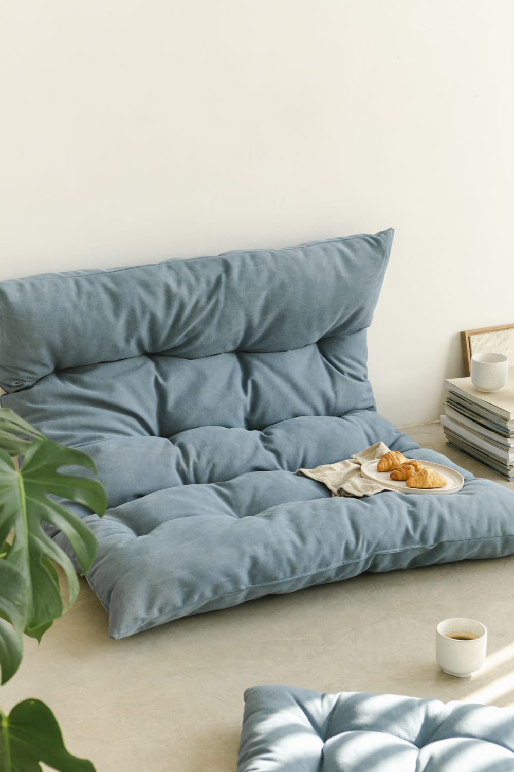 Matelas de sol en coton bleu 120x100