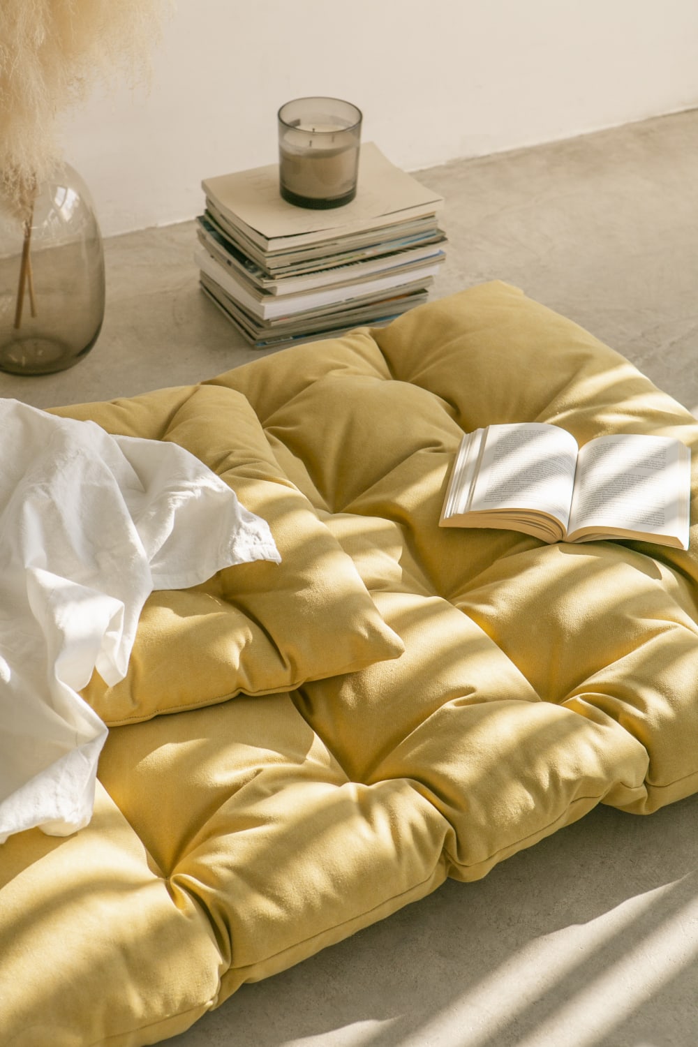 Matelas de sol en coton jaune 120x100