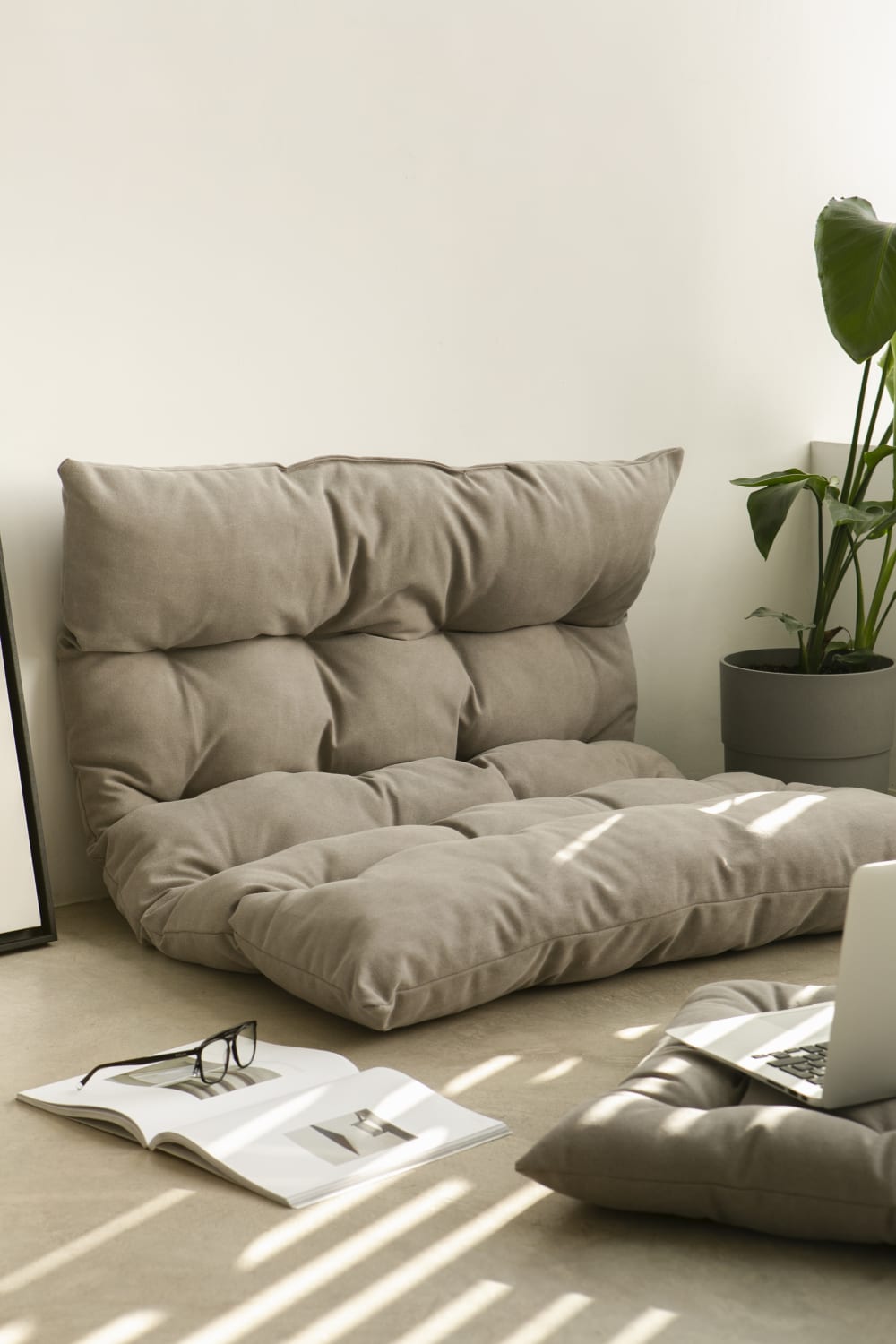 Matelas de sol en coton taupe 120x100