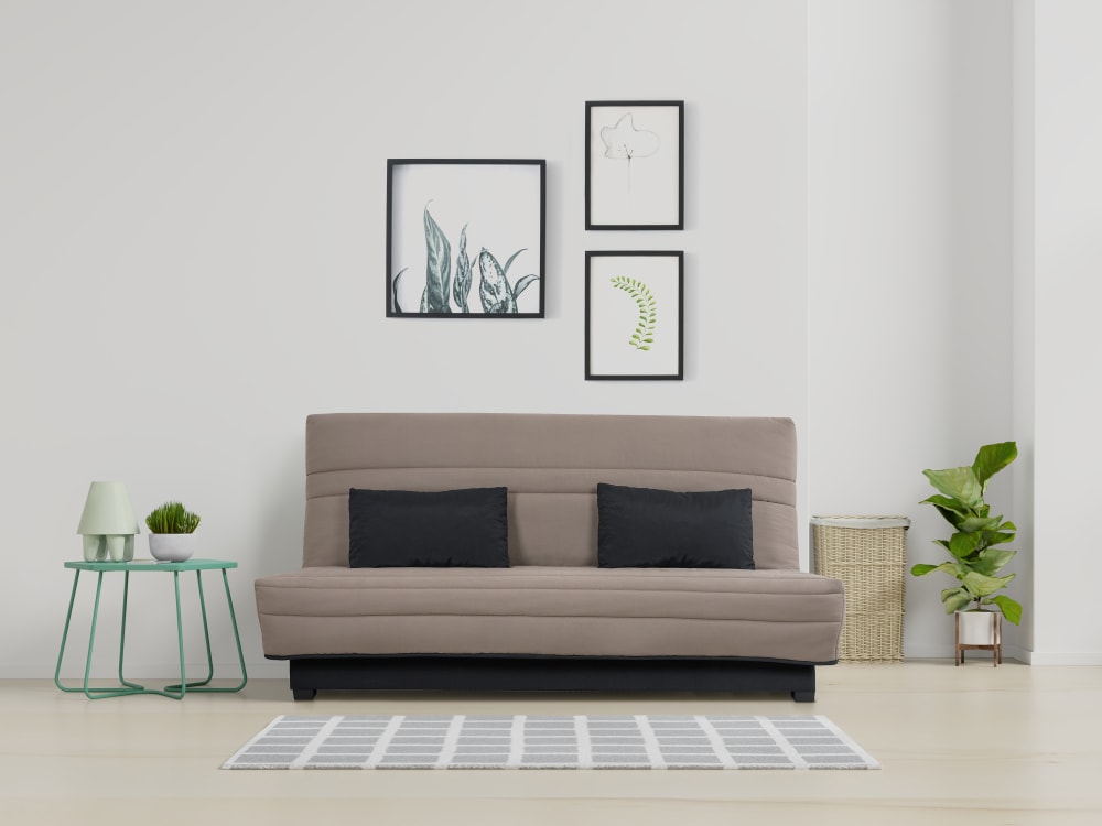Banquette clic clac convertible 2 places tissu taupe - Maisons du Monde