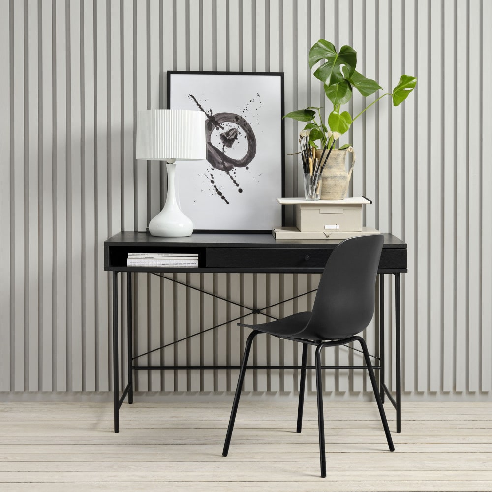 Bureau 1 tiroir 1 niche en bois et métal l120cm - noir - Maisons du Monde