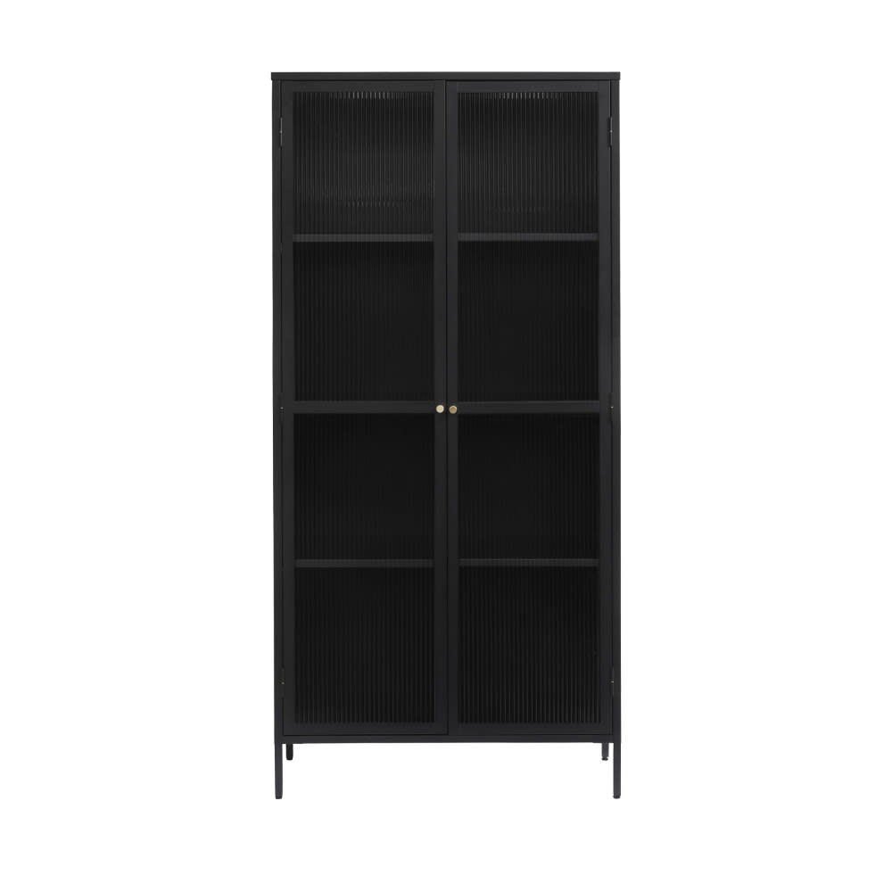 Vaisselier 2 portes en verre stié et métal H190cm - Noir