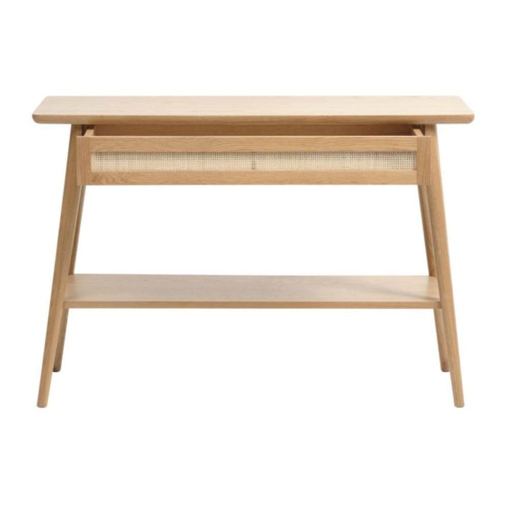 Console en bois 110cm avec tiroir en cannage IRJA chêne + rotin