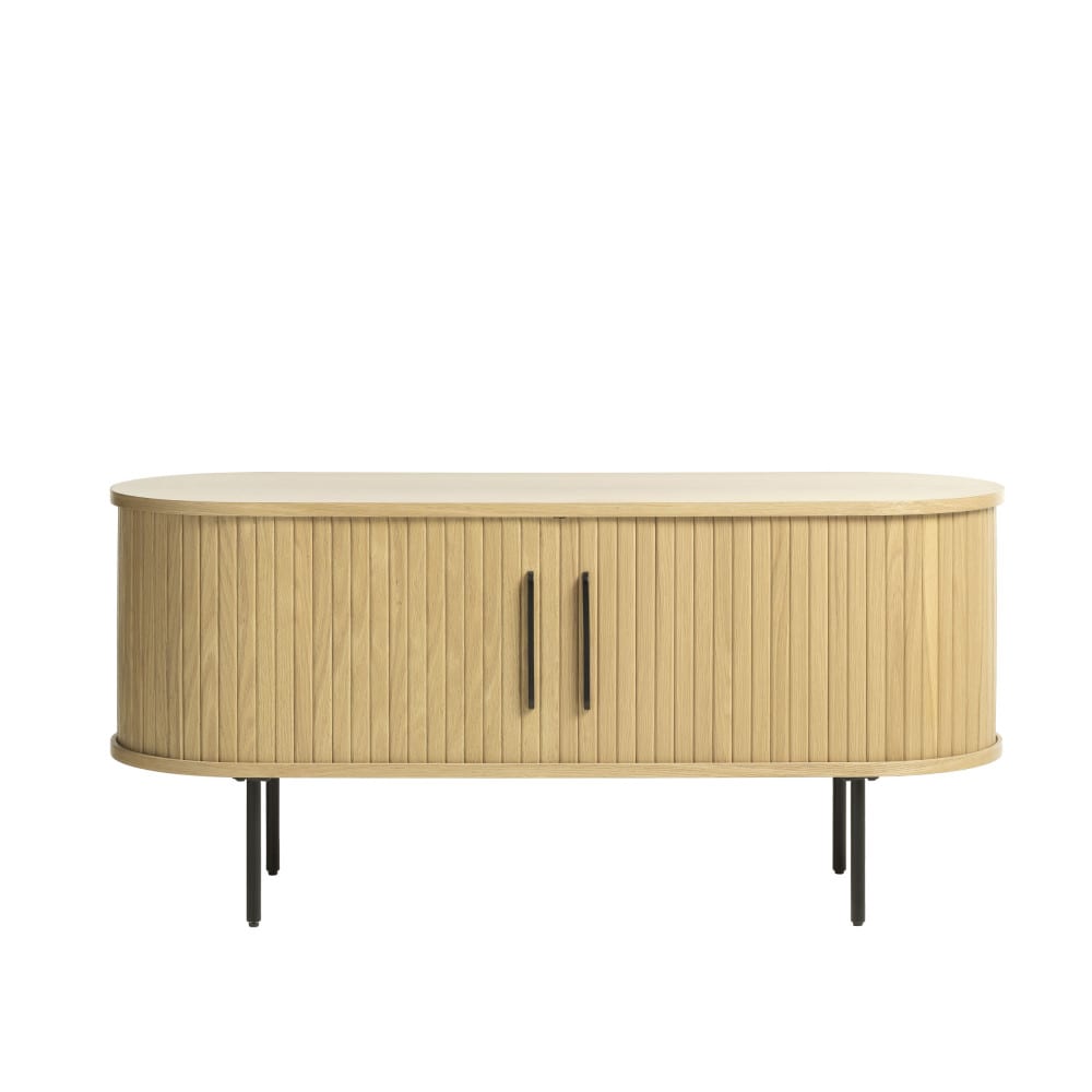 Meuble tv 2 portes aux angles arrondis en bois et métal L120cm bois cl