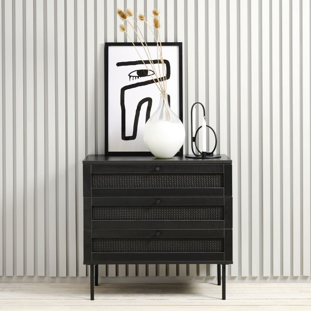 Commode 3 tiroirs en bois et métal l80cm - noir - Maisons du Monde