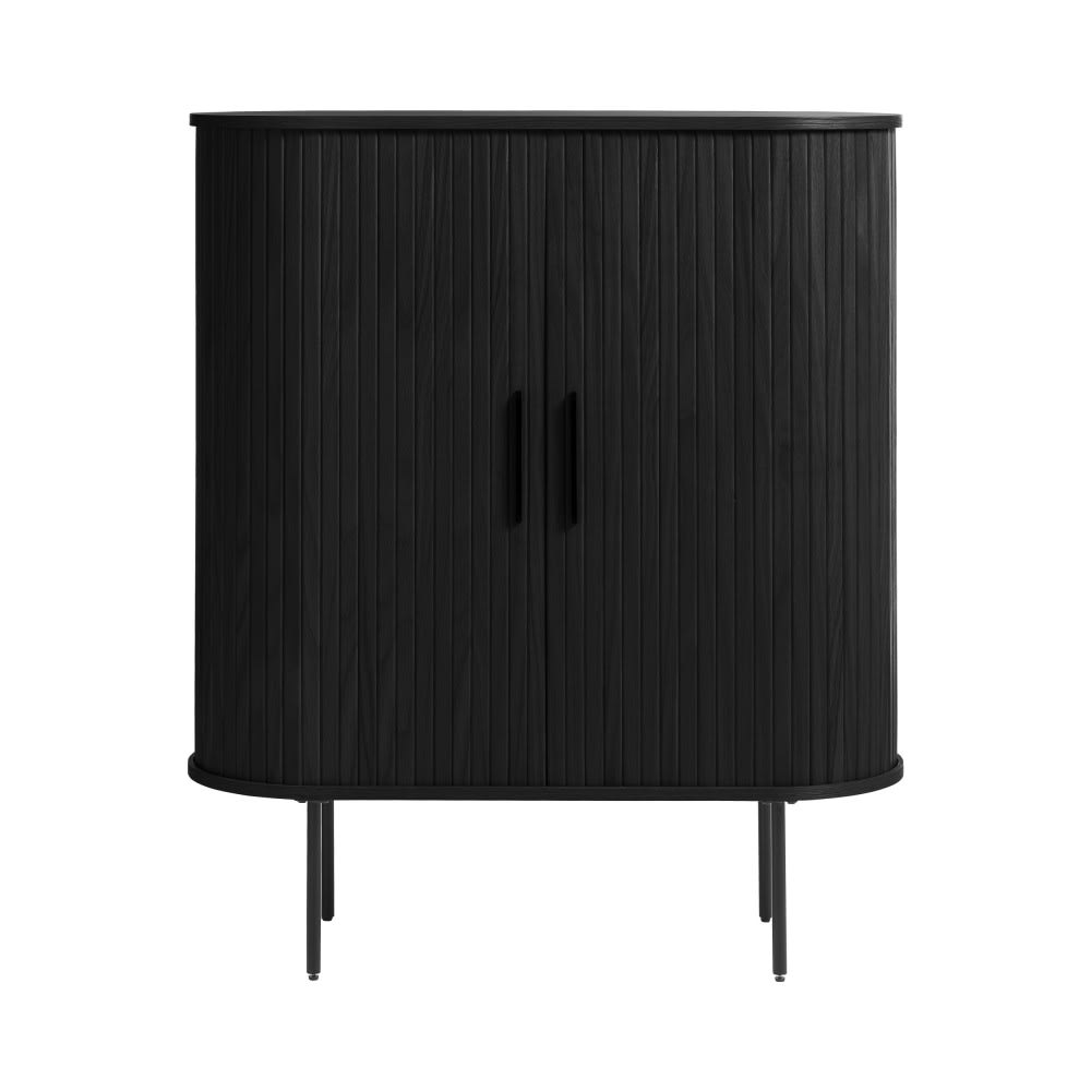 Buffet haut aux angles arrondis en bois et métal H118cm - Noir