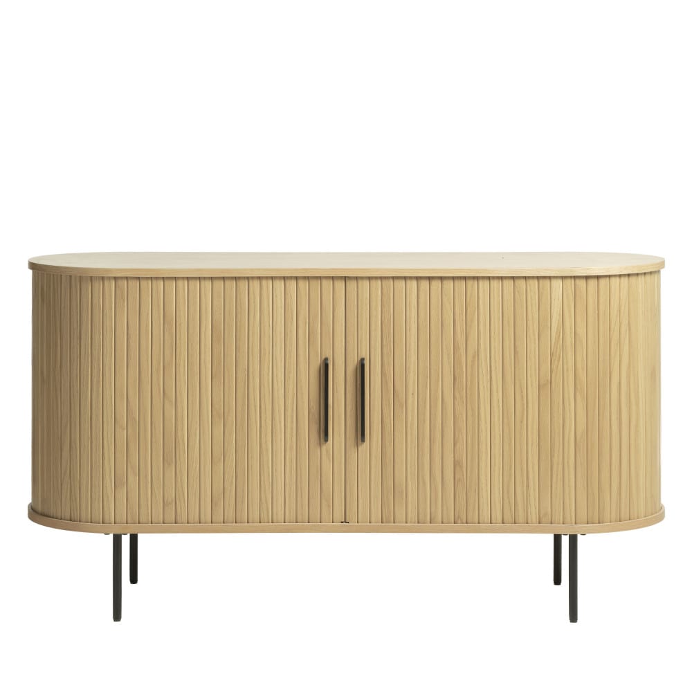 Buffet 2 portes aux angles arrondis en bois et métal L140cm bois clair