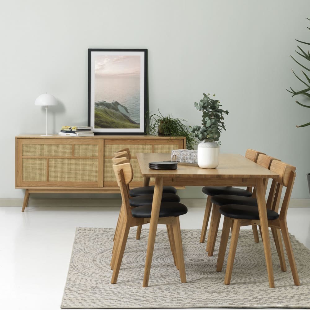 Buffet 2 portes en bois et cannage L180cm - Bois clair