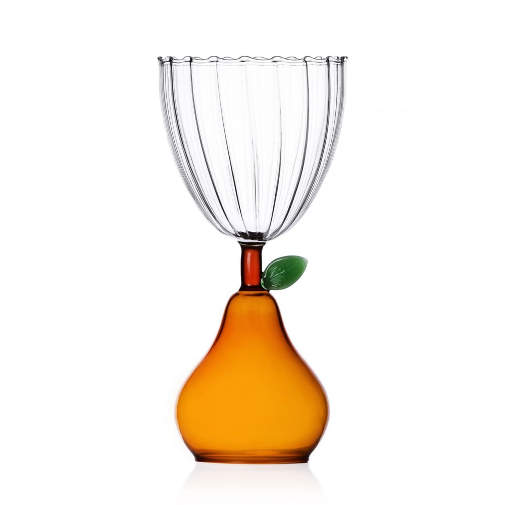 Verre à pied poire ambre