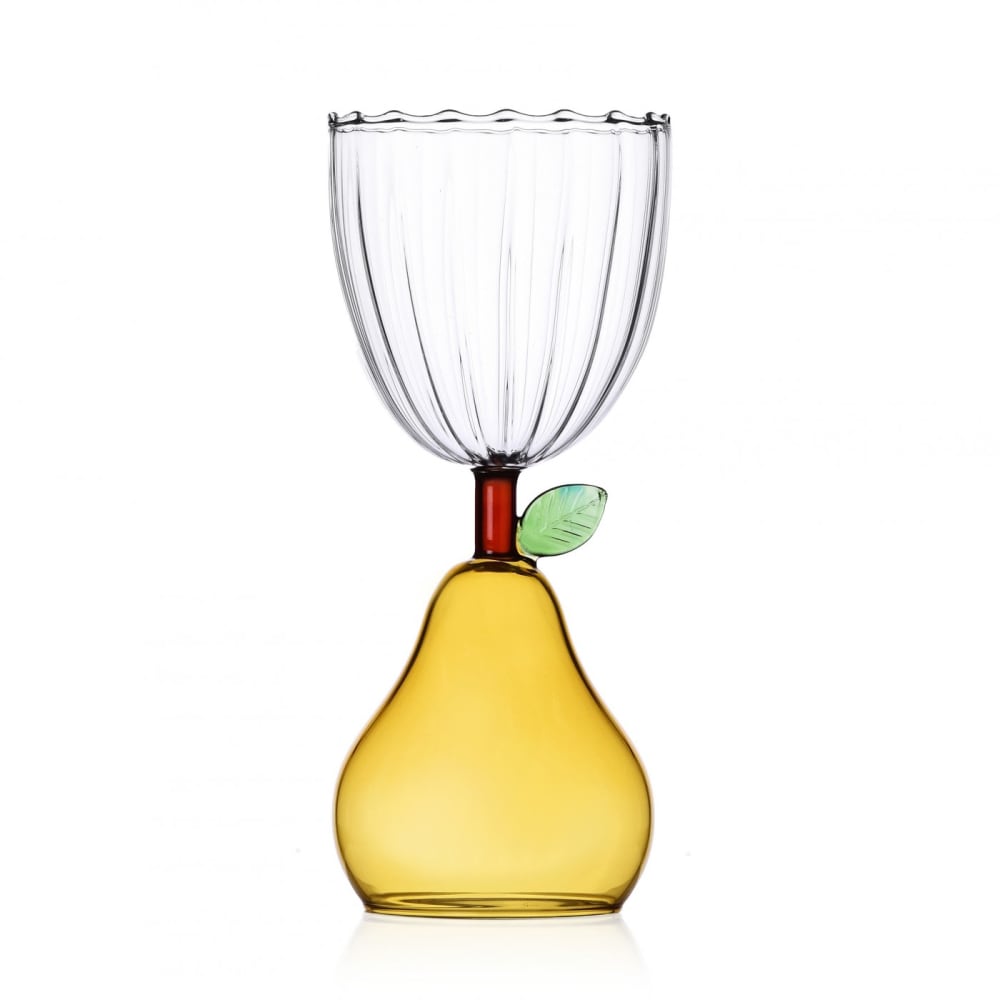 Verre à pied poire jaune