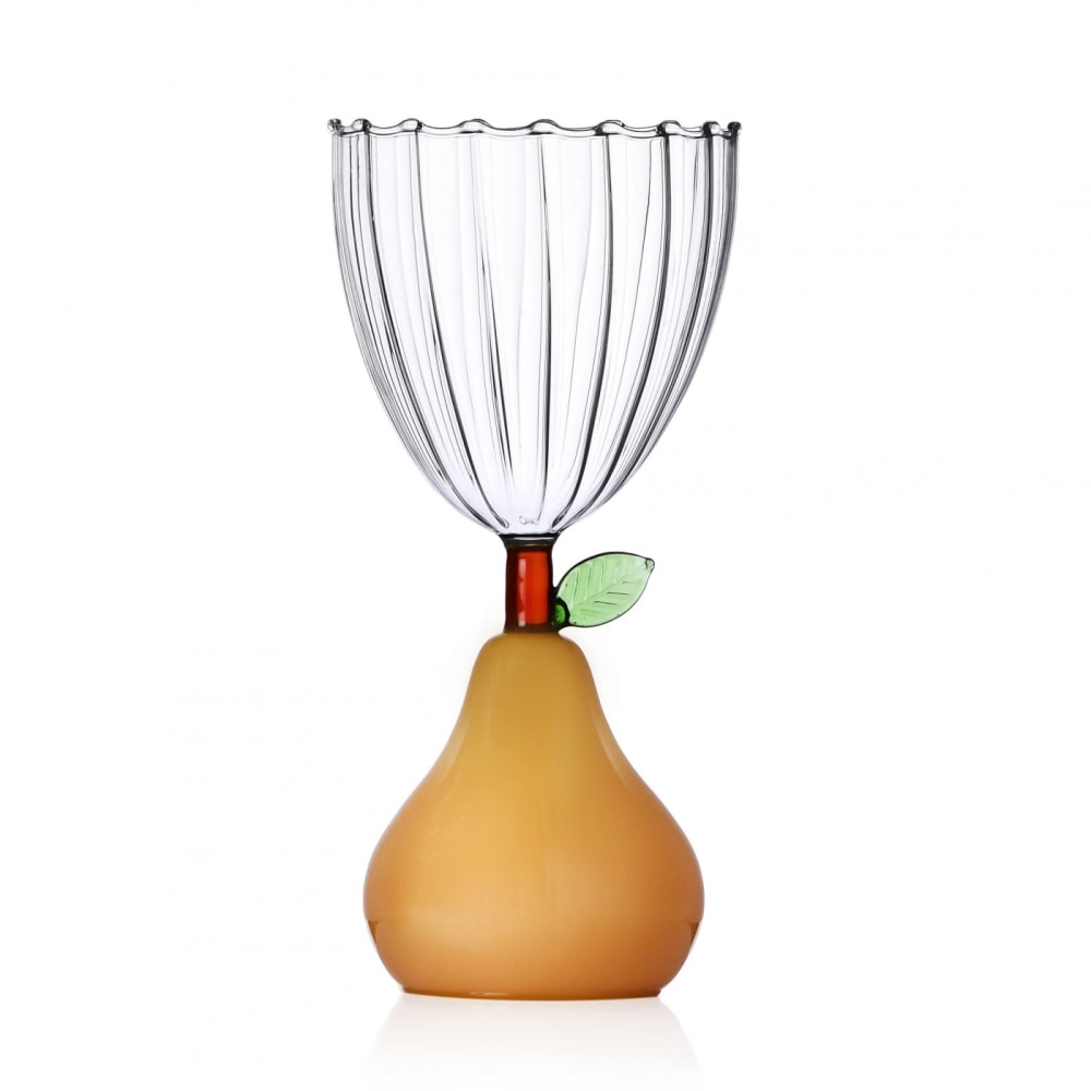 Verre à pied poire jaune mat