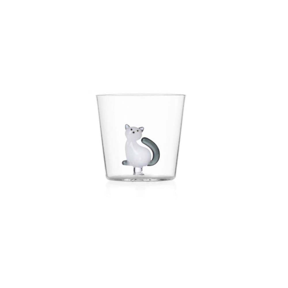 Ichendorf Verre chat blanc et gris tabby cat Transparent Verre