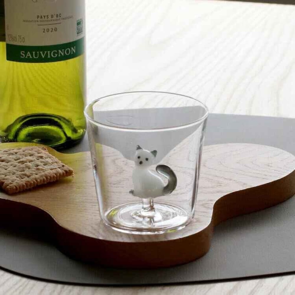 Verre chat blanc et gris tabby cat - Maisons du Monde