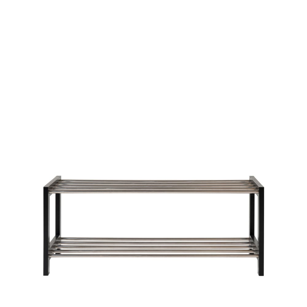 House Nordic Meuble à chaussures en bois et métal - noir style contemporain Noir Bois - 78x32x34cm