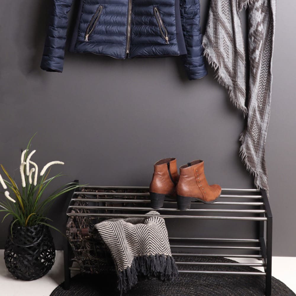 Meuble à chaussures en bois et métal - noir - Maisons du Monde