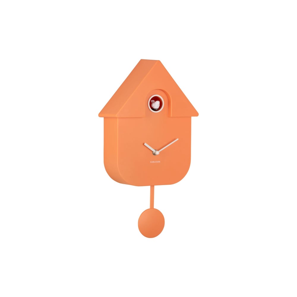 Karlsson Horloge murale thermoplastique orange 8.5x21.5x41cm style contemporain - Pc - Polycarbonate