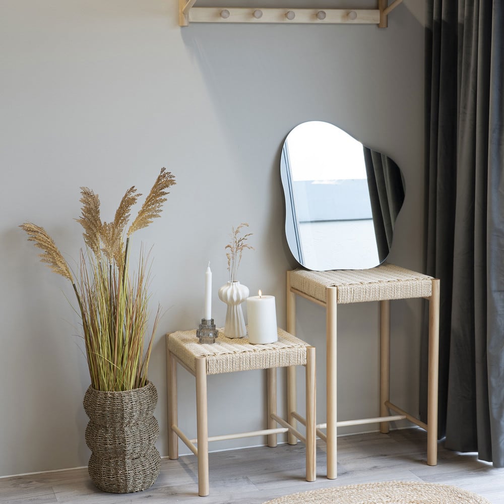 Tabouret de bar en bois et corde H66,5cm - Naturel