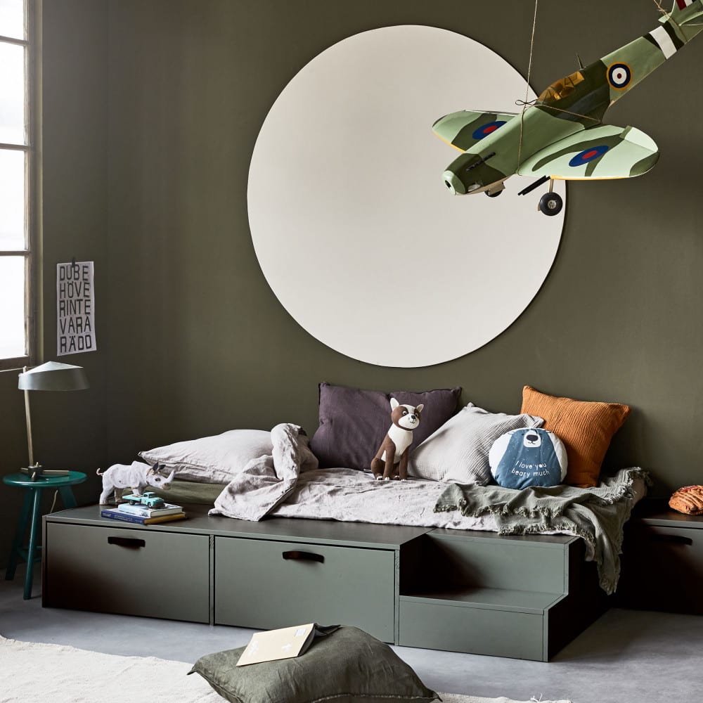 Lit avec tiroir en pin verte savonneuse 80x200 - Maisons du Monde