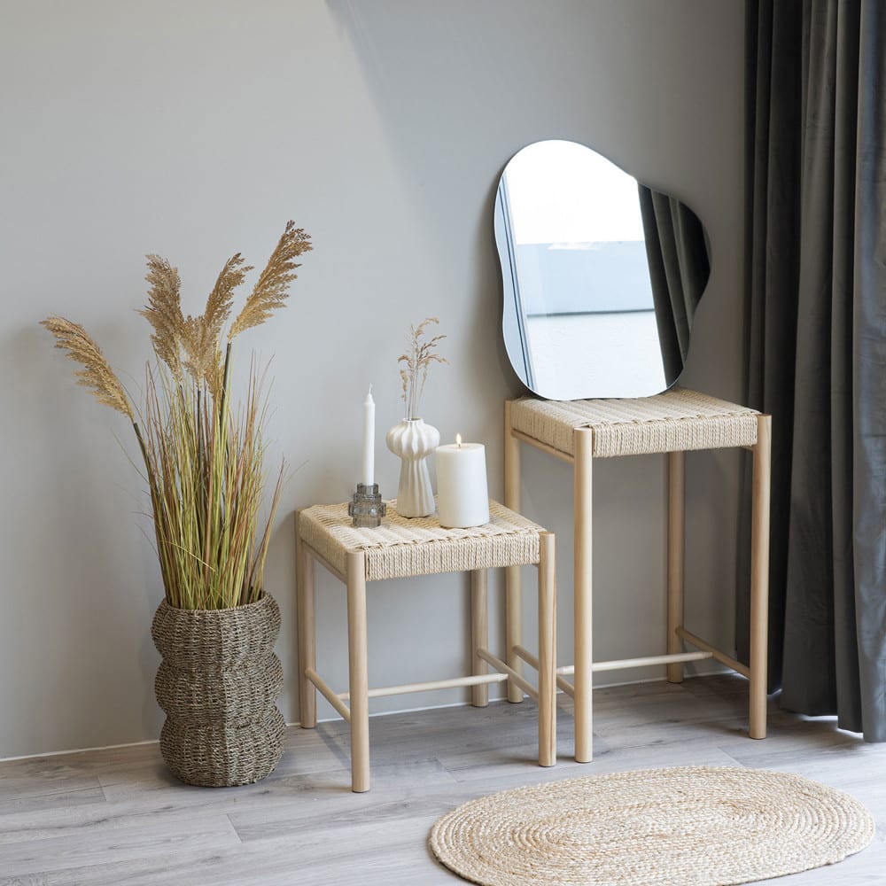 Tabouret en bois et corde h46,5cm - naturel - Maisons du Monde