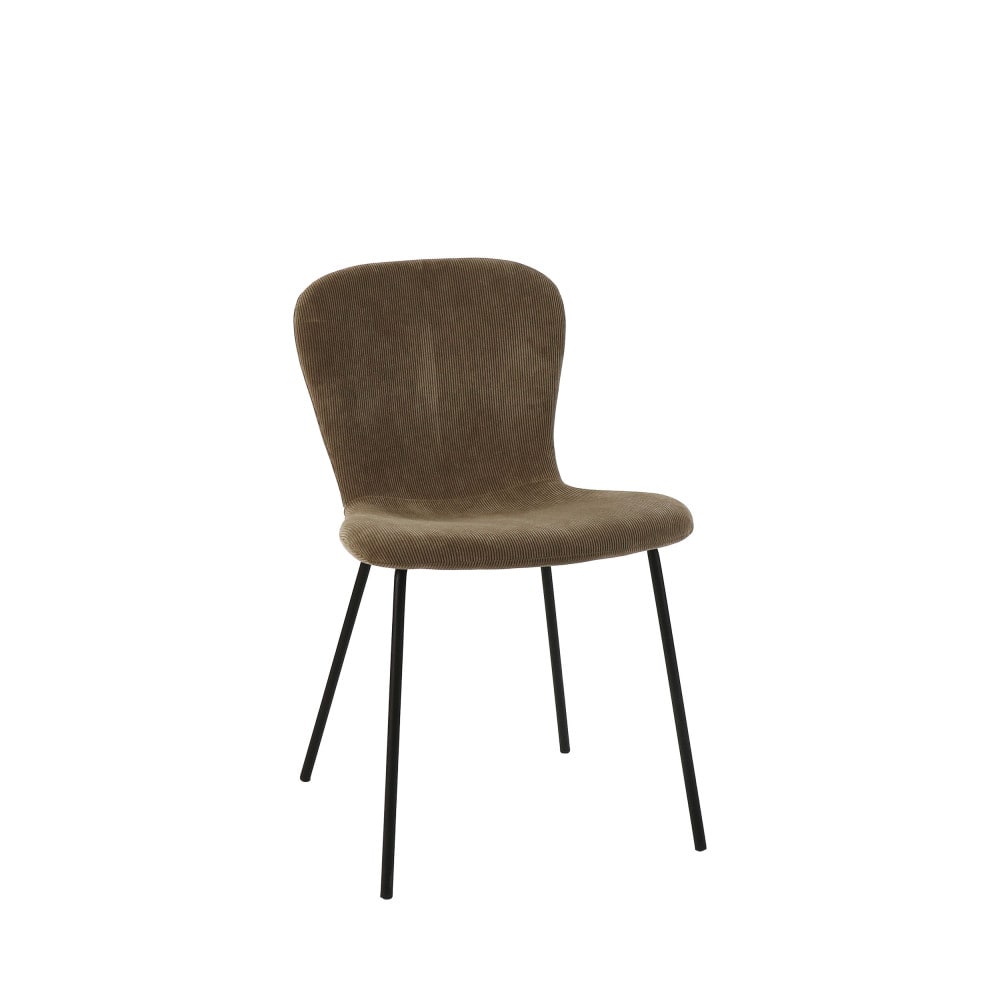 Pomax Chaise en velours côtelé pieds métal bronze style vintage Cuivre Velours - 49x80x53cm
