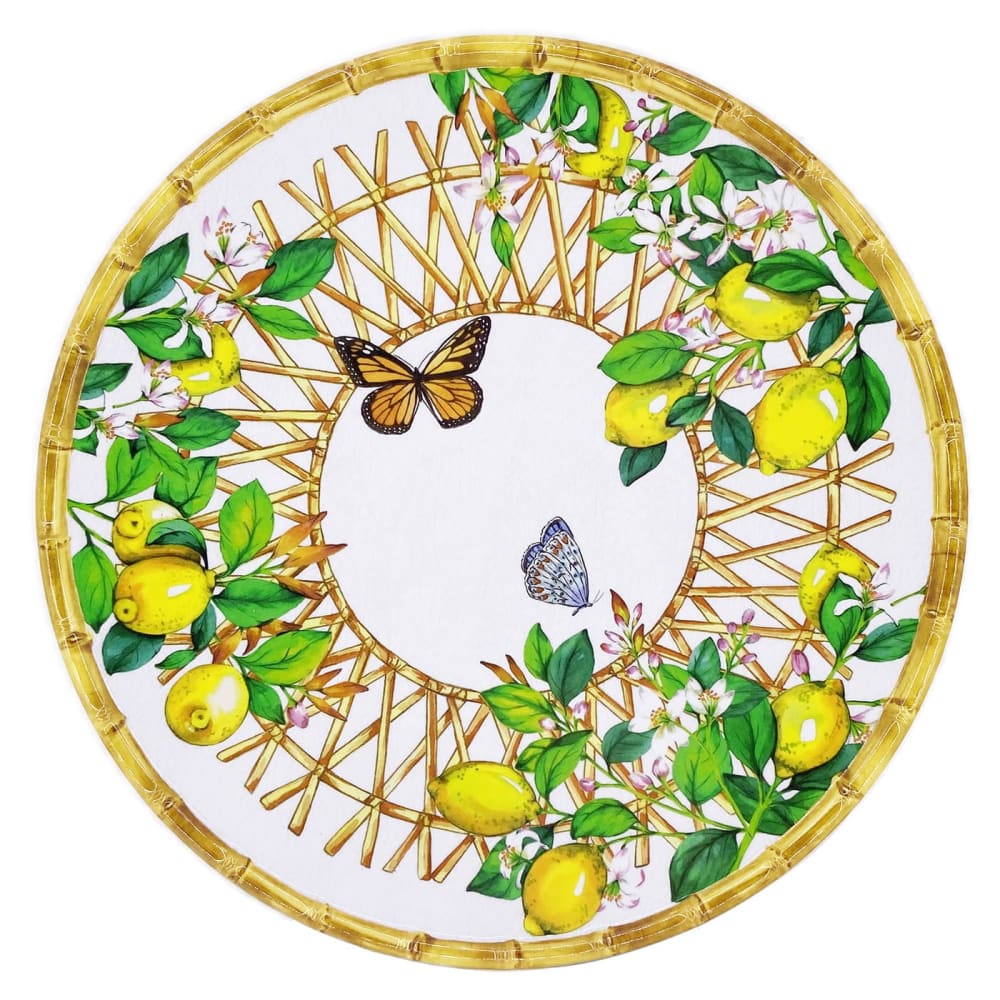 Grand plat de service rond 35,5 cm en imprimé citrons Grand plat de service rond 35,5 cm en imprimé citrons