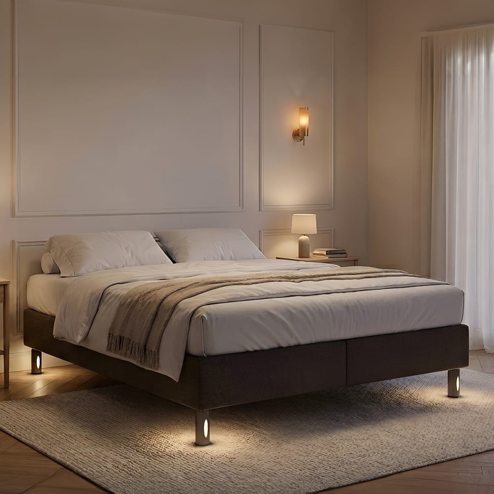 4 pieds de lit cylindriques 2 lumineux + 2 métal noir hauteur 16 cm - Maisons du Monde