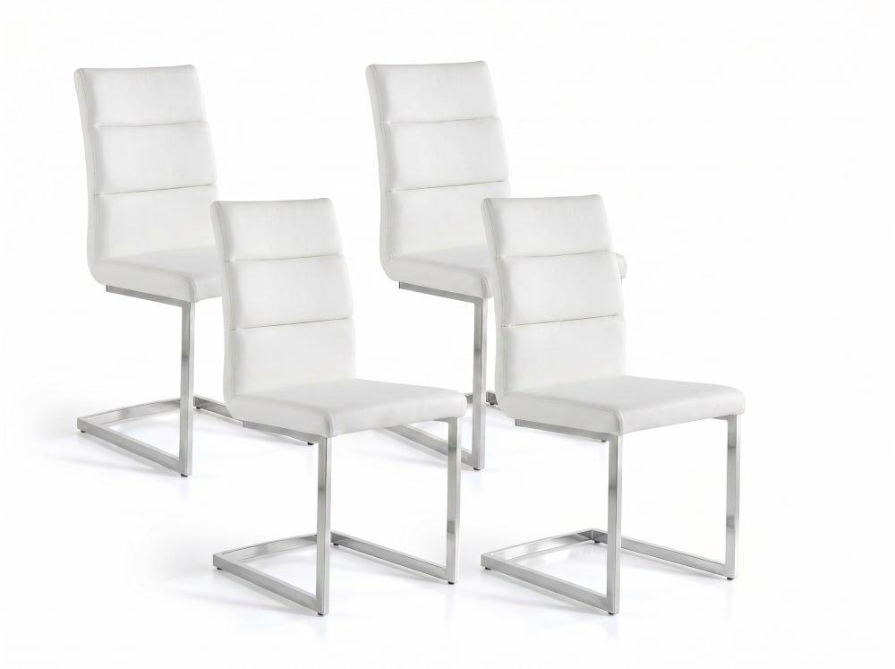 Set 4 sillas comedor con estructura cromada. 45×59×98 cm