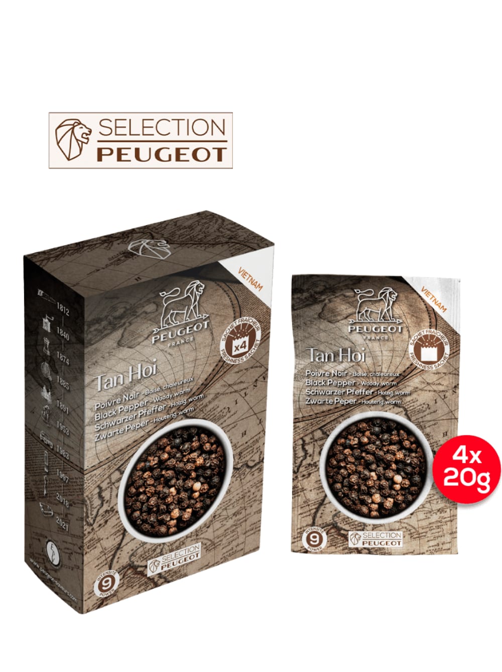 Tan Hoi Poivre noir du Vietnam, 80g - 4 sachets fraicheur de 20g - Maisons du Monde