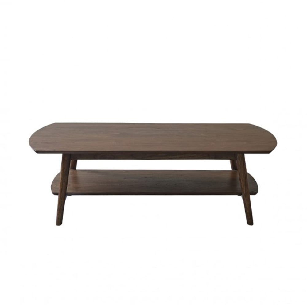 Table basse en mindi massif finition noyer double plateau 130 cm - Maisons du Monde