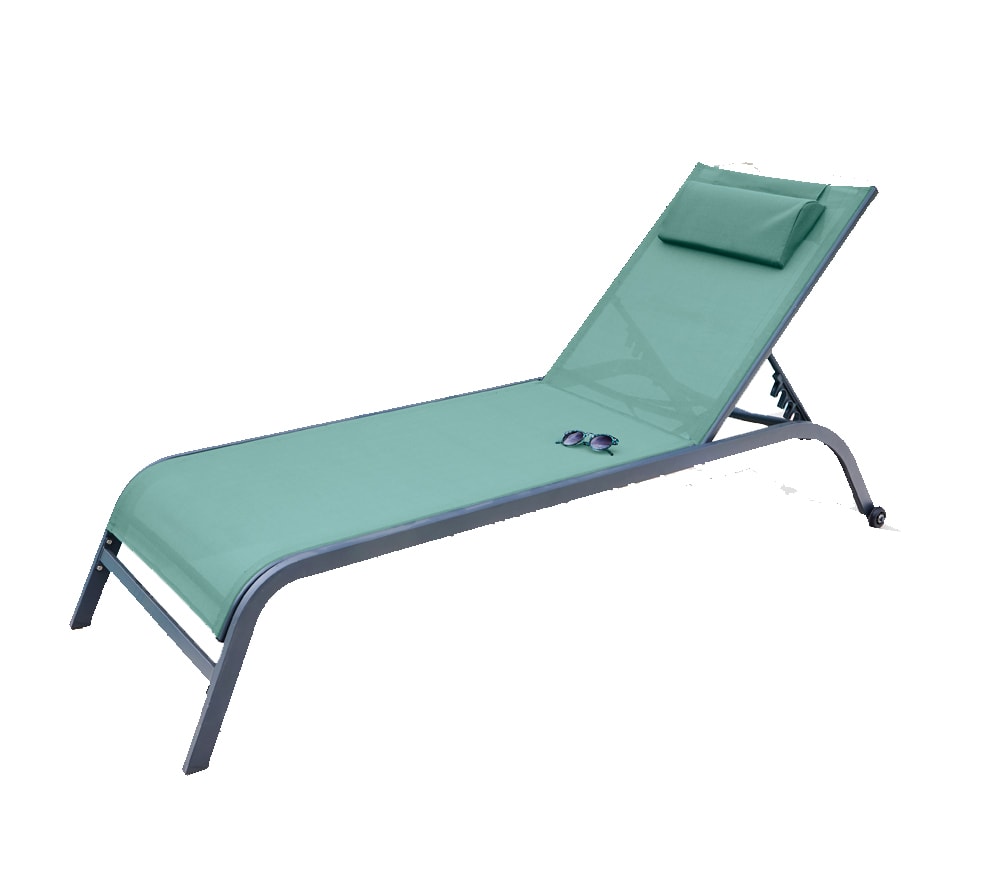 Bain de soleil en acier vert amande