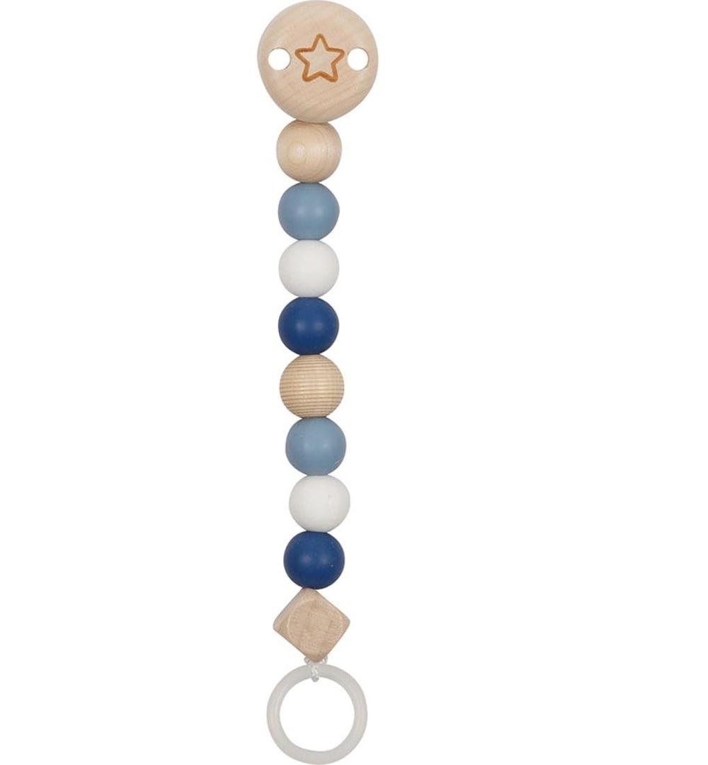 Catenella porta ciuccio stella blu - Blu - LEGNO