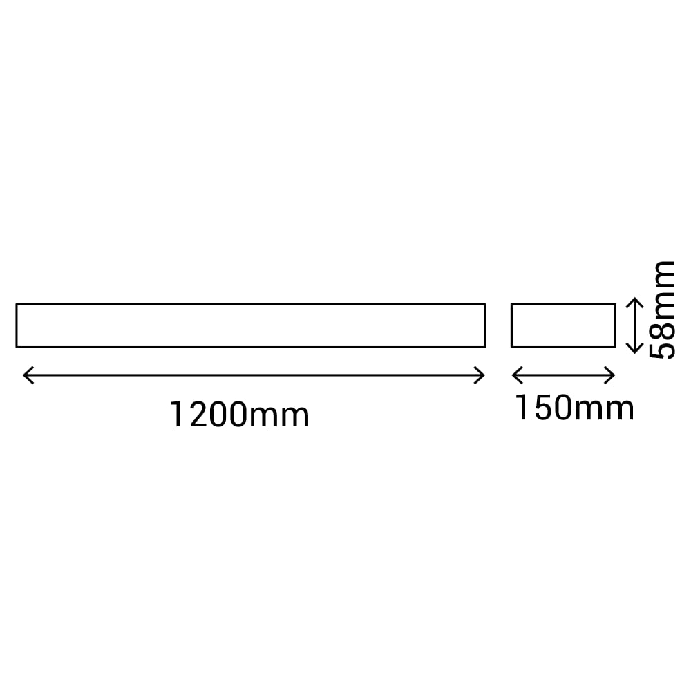 Plafonnier led rectangulaire ip20 blanc 4000k 42w 120 cm — vue 4