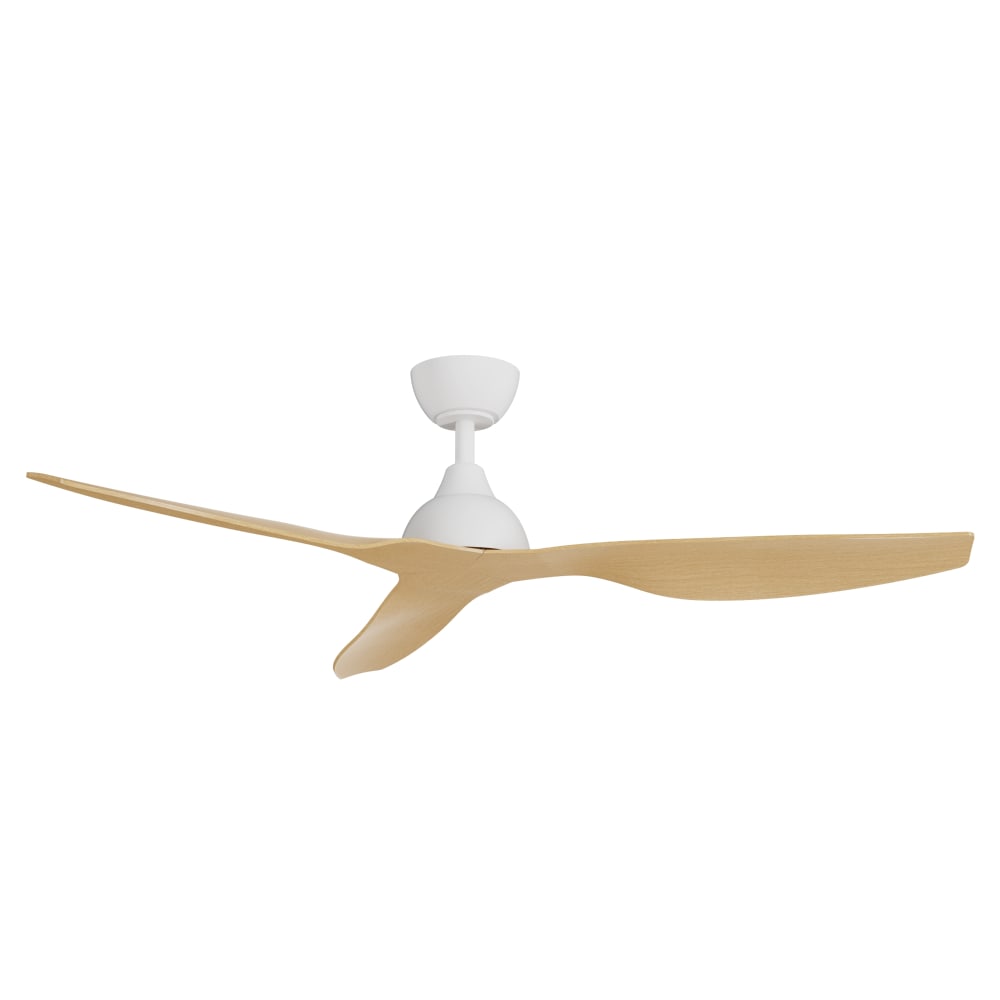 Ventilatore da soffitto bianco/legno per uso esterno 132 cm - Bianco - Metallo