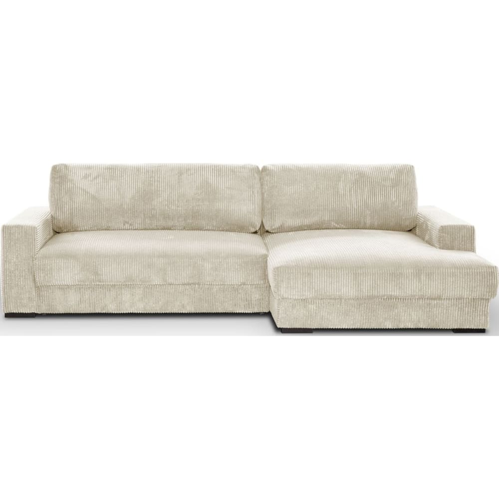 Canapé d'angle à droite convertible 3 places en velours côtelé beige