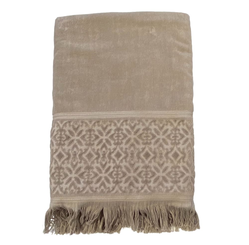 Serviette de bain éponge velours ''Romance'' taupe 90x170