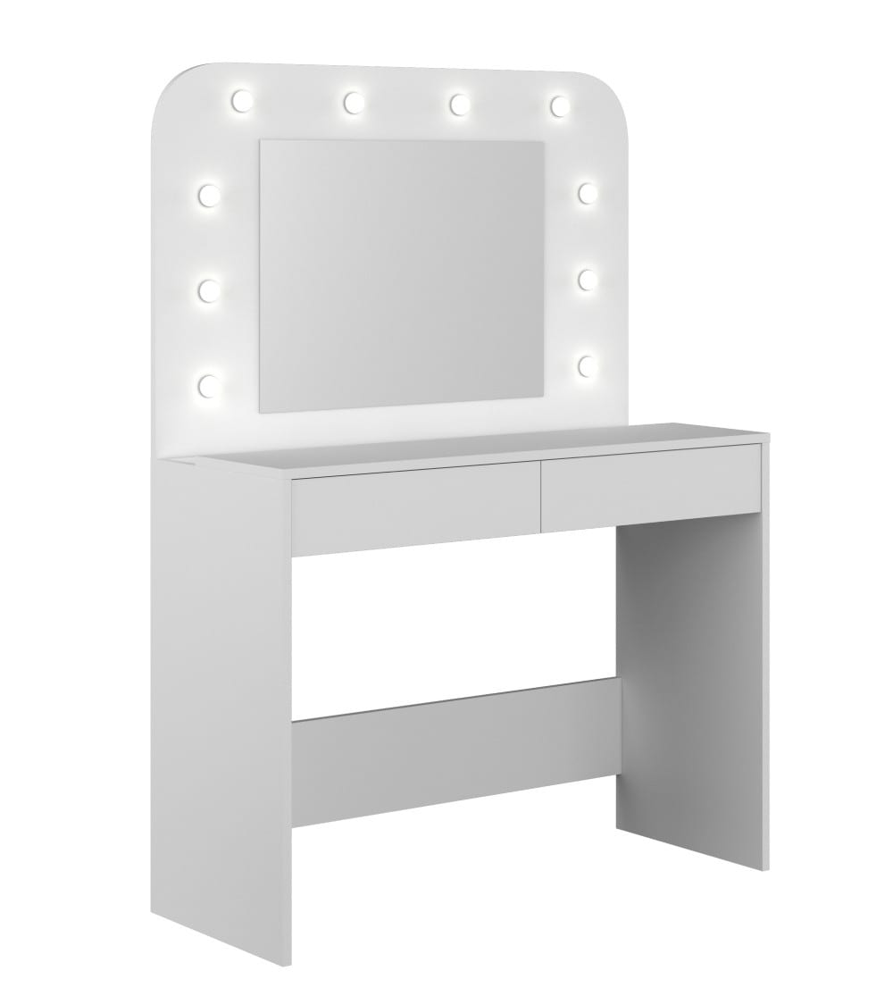 Tocador con espejo tipo camerino luces led en blanco