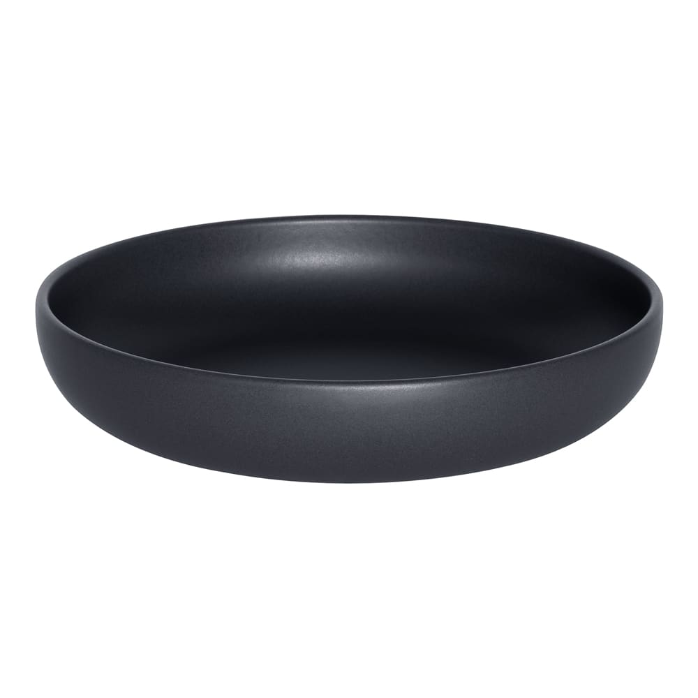 Lot de 6 assiettes creuses noires en grès 22 cm