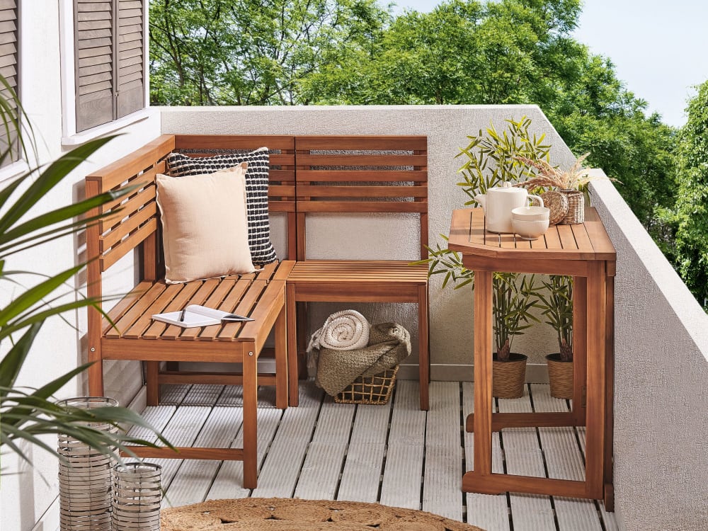 Ensemble de terrasse 4 places bois d'acacia marron