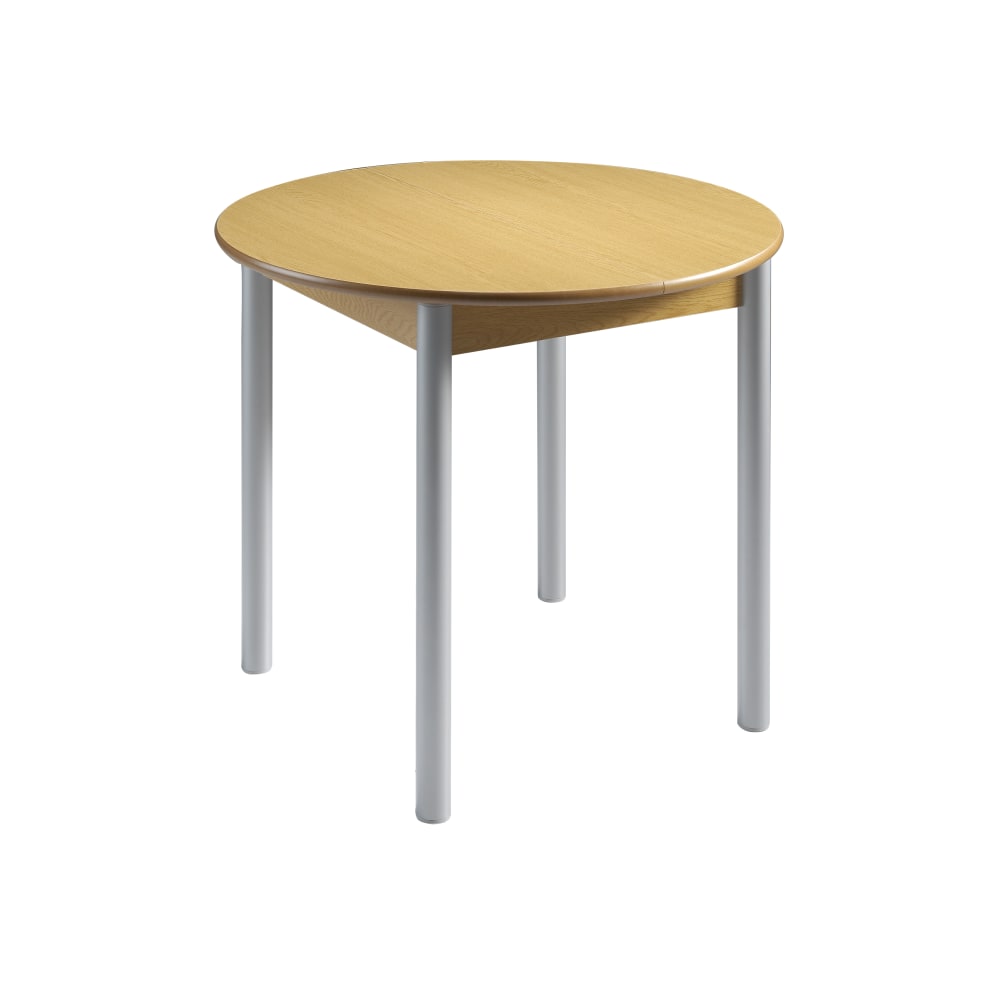 Mesa redonda extensible en acabado roble. 90/120×90×75,5 cm