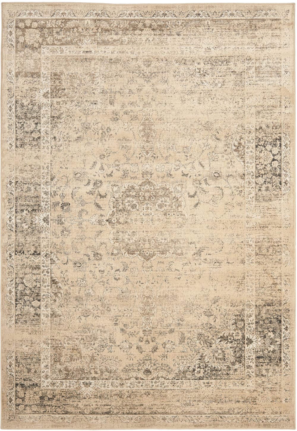 Tapis traditionnel en viscose beige, 160 x 229 cm