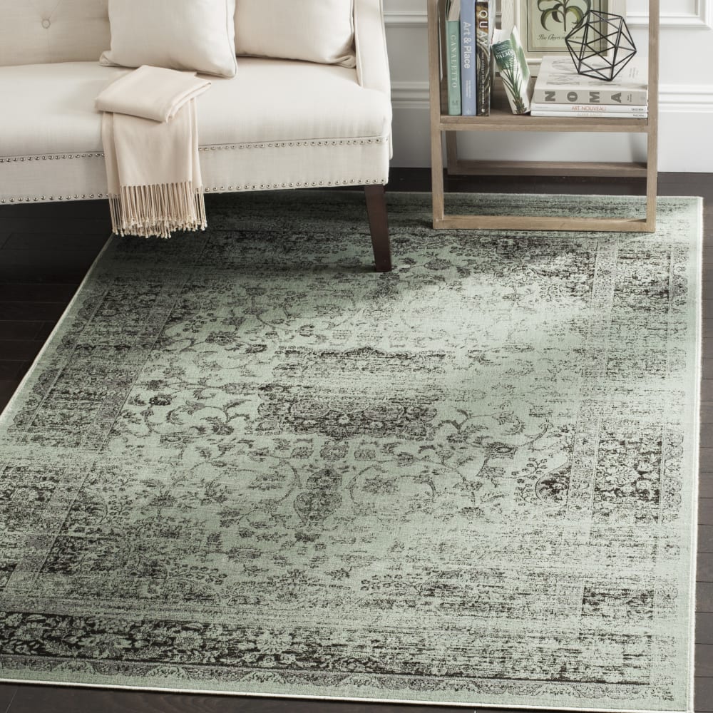 Tapis traditionnel en viscose vert, 201 x 279 cm — vue 3