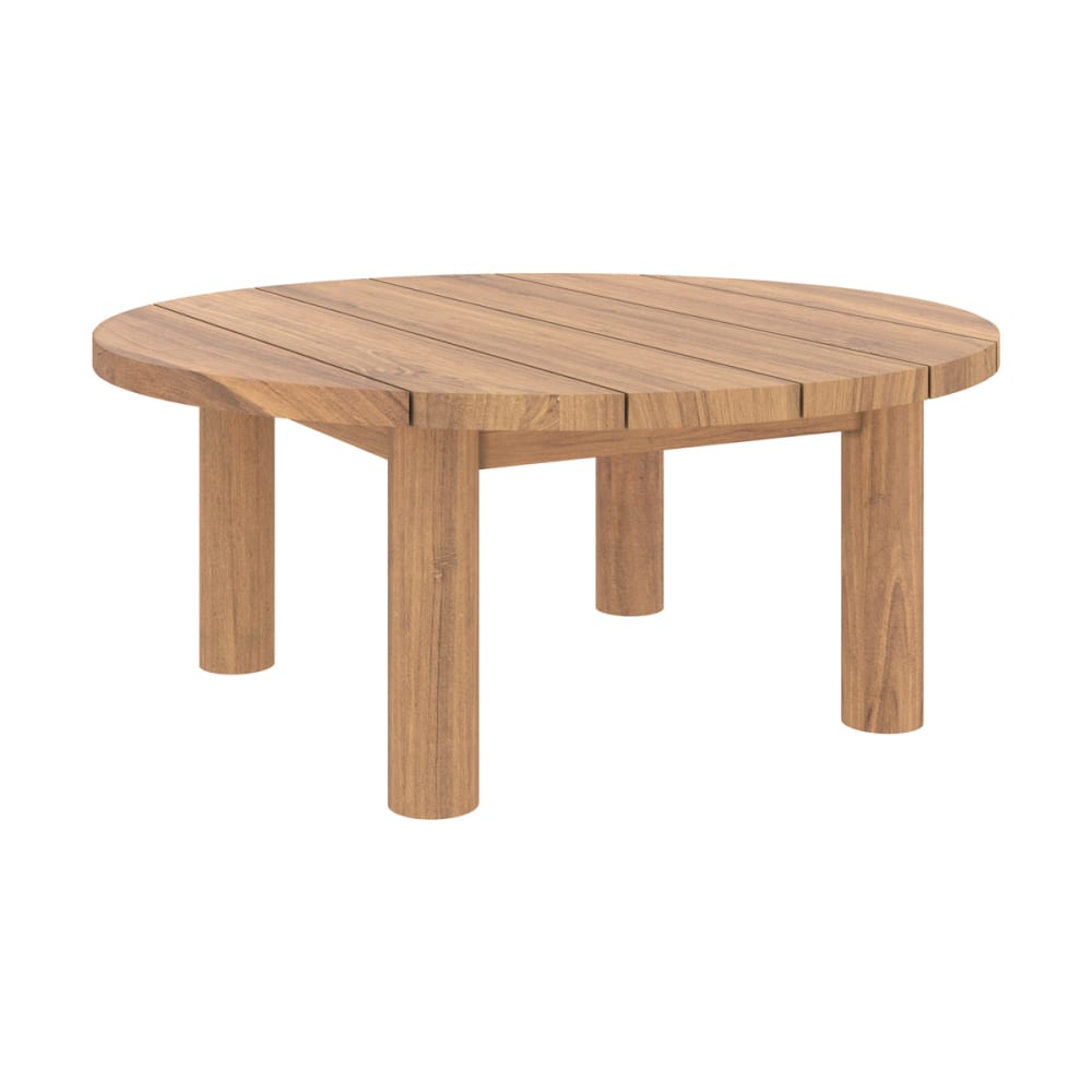 Table basse ronde de jardin en bois de teck massif D80 cm