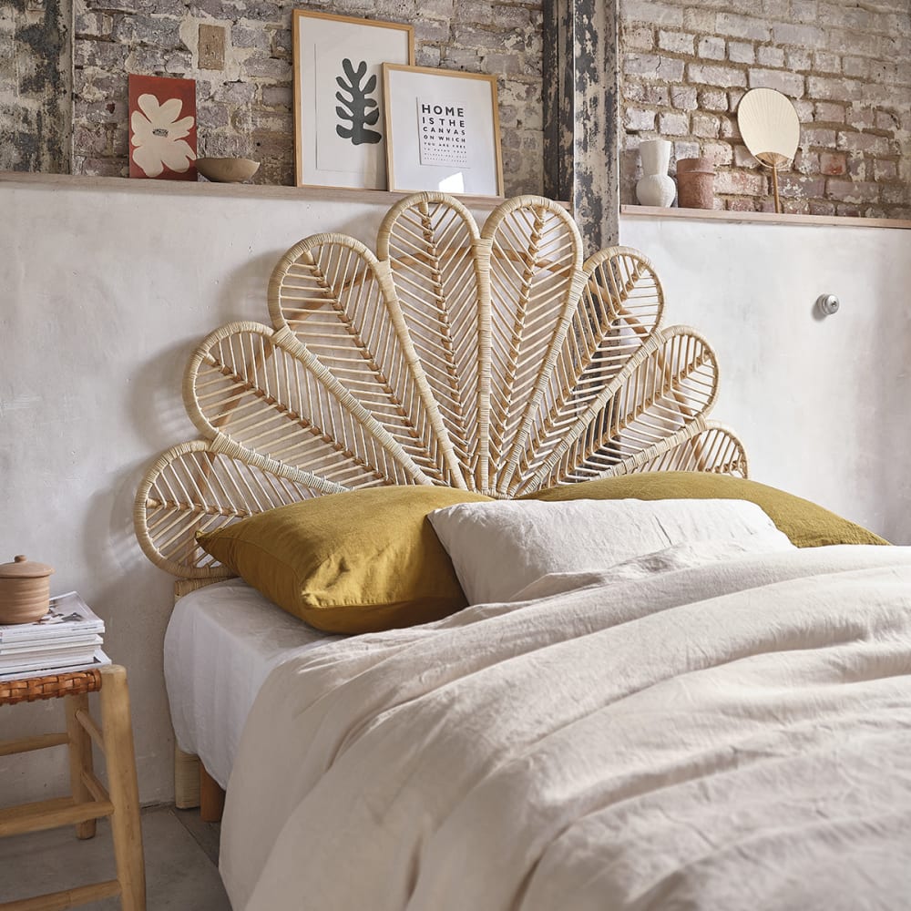 BERAH GETAH Bohème-Kopfteil aus Rattan L140 style exotic Beige Rattan
