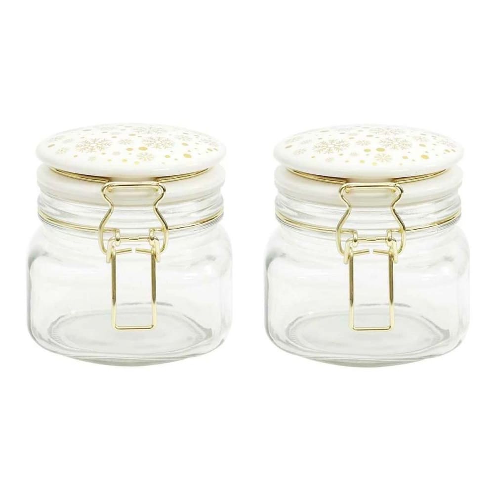 The Home Deco Factory Set de 2 bocaux en verre couvercle céramique Multicolore Grès